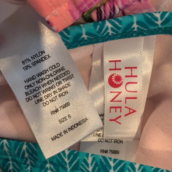 Small NWT Hula Honey Leaf Breeze Bikini Top & Bottoms Lace Up Front High Neck - Picture 12 of 13